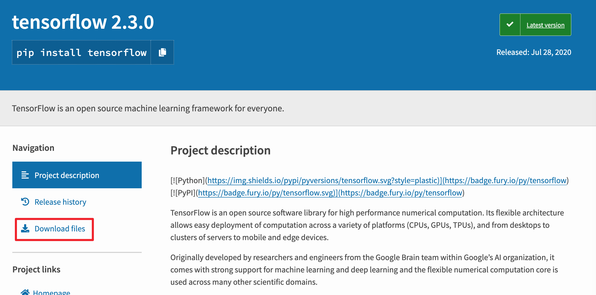 tensorflow-download